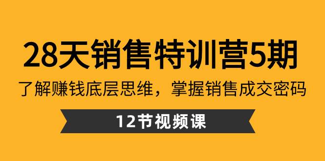 28天·销售特训营5期：了解赚钱底层思维，掌握销售成交密码（12节课）共创吧-网创项目资源站-副业项目-创业项目-搞钱项目共创吧