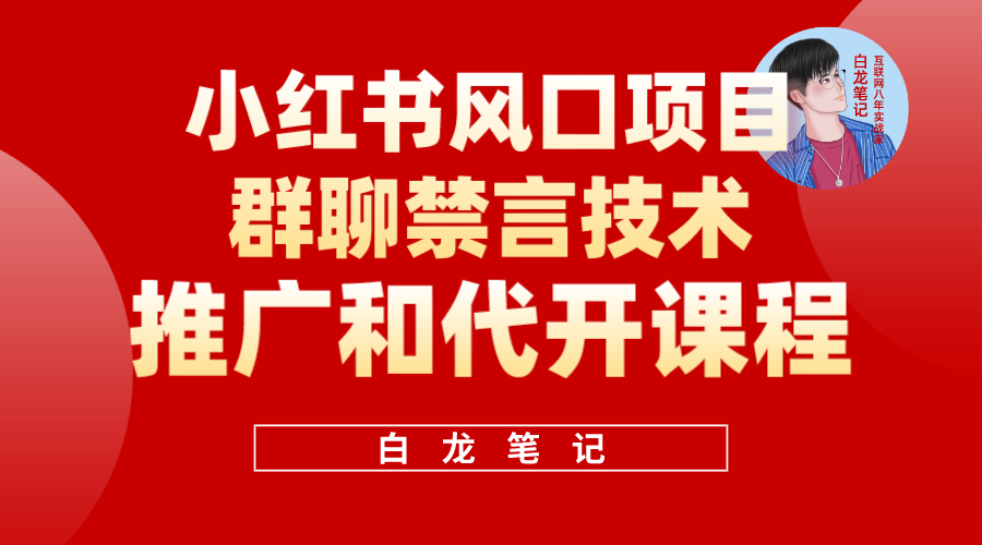 小红书风口项目日入300+，小红书群聊禁言技术代开项目，适合新手操作网创吧-网创项目资源站-副业项目-创业项目-搞钱项目共创吧