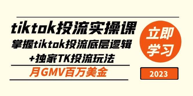 tiktok投流实操课：掌握tiktok投流底层逻辑+独家TK投流玩法网创吧-网创项目资源站-副业项目-创业项目-搞钱项目共创吧