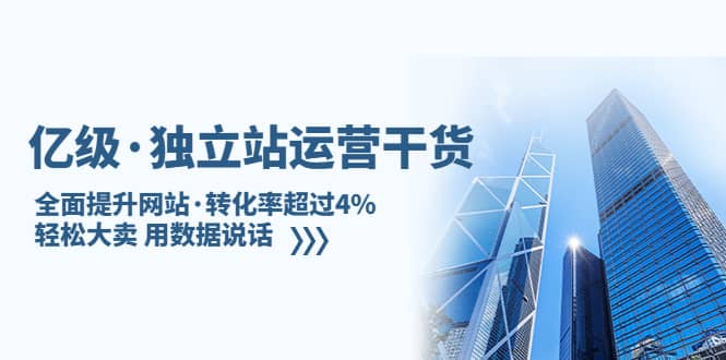 独立站运营干货：全面提升网站·转化率超过4%，轻松大卖 用数据说话网创吧-网创项目资源站-副业项目-创业项目-搞钱项目共创吧