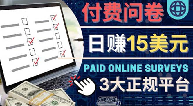 参与付费调查，利用自己的空闲时间完成问卷，适合新手的平台，日赚15美元网创吧-网创项目资源站-副业项目-创业项目-搞钱项目共创吧