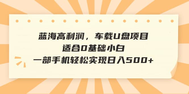 蓝海高利润，车载U盘项目，适合0基础小白，一部手机轻松实现日入500+共创吧-网创项目资源站-副业项目-创业项目-搞钱项目共创吧