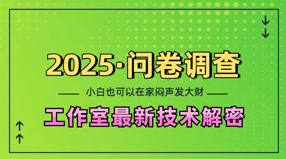 2025《问卷调查》最新工作室技术解密：一个人在家也可以闷声发大财，小白一天200+，可矩阵放大共创吧-网创项目资源站-副业项目-创业项目-搞钱项目共创吧