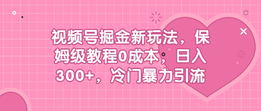 视频号掘金新玩法，保姆级教程0成本，日入300+，冷门暴力引流共创吧-网创项目资源站-副业项目-创业项目-搞钱项目共创吧