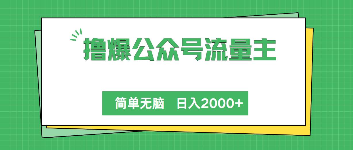撸爆公众号流量主，简单无脑，单日变现2000+网创吧-网创项目资源站-副业项目-创业项目-搞钱项目共创吧