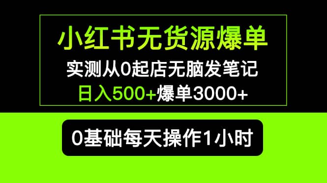 小红书无货源爆单 实测从0起店无脑发笔记爆单3000+长期项目可多店网创吧-网创项目资源站-副业项目-创业项目-搞钱项目共创吧