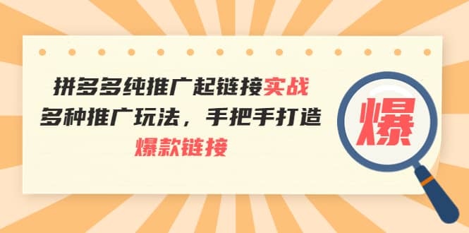 拼多多纯推广起链接实战：多种推广玩法，手把手打造爆款链接网创吧-网创项目资源站-副业项目-创业项目-搞钱项目共创吧