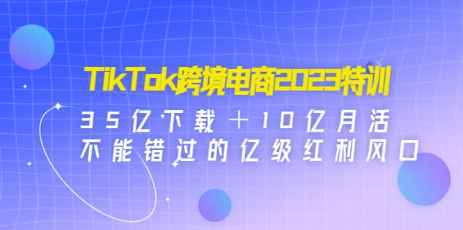 TikTok跨境电商2023特训：35亿下载＋10亿月活，不能错过的亿级红利风口网创吧-网创项目资源站-副业项目-创业项目-搞钱项目共创吧