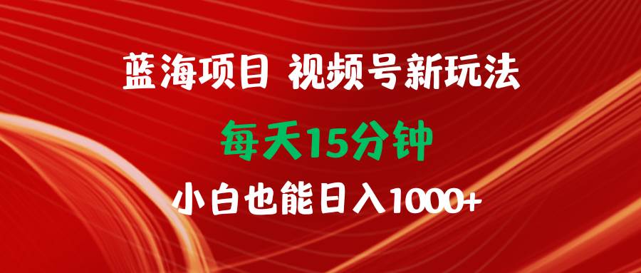 蓝海项目视频号新玩法 每天15分钟 小白也能日入1000+共创吧-网创项目资源站-副业项目-创业项目-搞钱项目共创吧