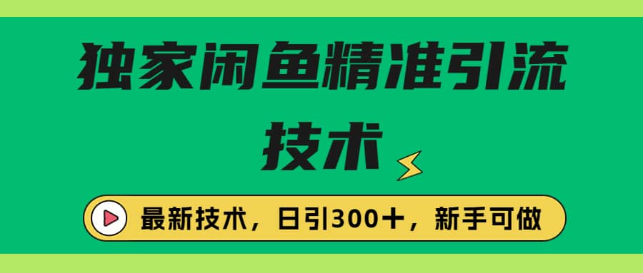 独家闲鱼引流技术，日引300＋实战玩法共创吧-网创项目资源站-副业项目-创业项目-搞钱项目共创吧