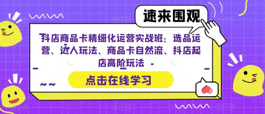抖店商品卡精细化运营实操班：选品运营、达人玩法、商品卡自然流、抖店起店网创吧-网创项目资源站-副业项目-创业项目-搞钱项目共创吧