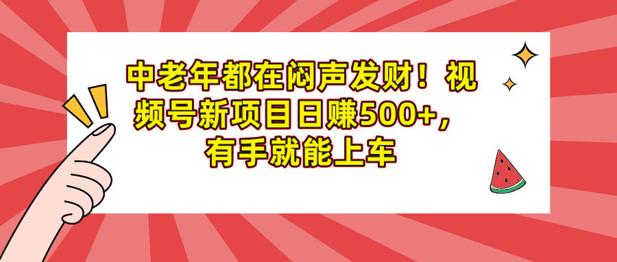 中老年都在闷声发财！视频号新项目日赚500+，有手就能上车网创吧-网创项目资源站-副业项目-创业项目-搞钱项目共创吧