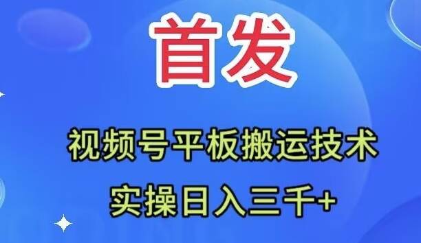 全网首发：视频号平板搬运技术，实操日入三千＋共创吧-网创项目资源站-副业项目-创业项目-搞钱项目共创吧