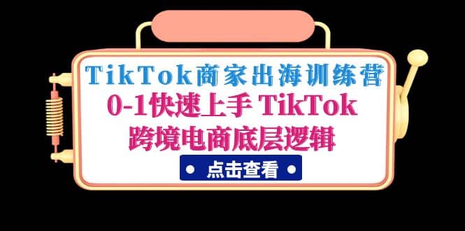 TikTok商家出海训练营：0-1快速上手 TikTok跨境电商底层逻辑(无水印)网创吧-网创项目资源站-副业项目-创业项目-搞钱项目共创吧