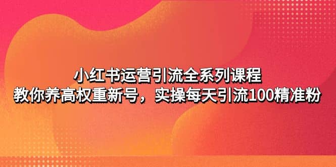小红书运营引流全系列课程：教你养高权重新号网创吧-网创项目资源站-副业项目-创业项目-搞钱项目共创吧