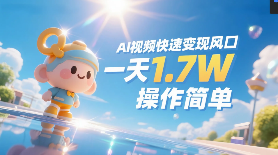 《Ai视频变现风口，一天1.7W，收入无上限，操作简单》网创吧-网创项目资源站-副业项目-创业项目-搞钱项目共创吧