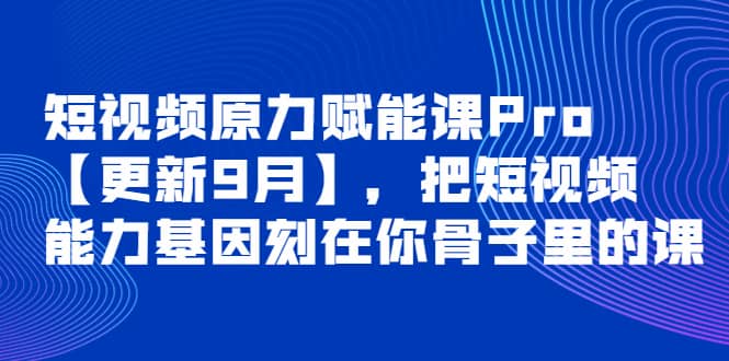 短视频原力赋能课Pro【更新9月】，把短视频能力基因刻在你骨子里的课网创吧-网创项目资源站-副业项目-创业项目-搞钱项目共创吧