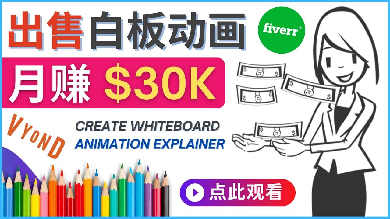 如何用最简单制作白板动画（WhiteBoard Animation）月赚3万美元网创吧-网创项目资源站-副业项目-创业项目-搞钱项目共创吧