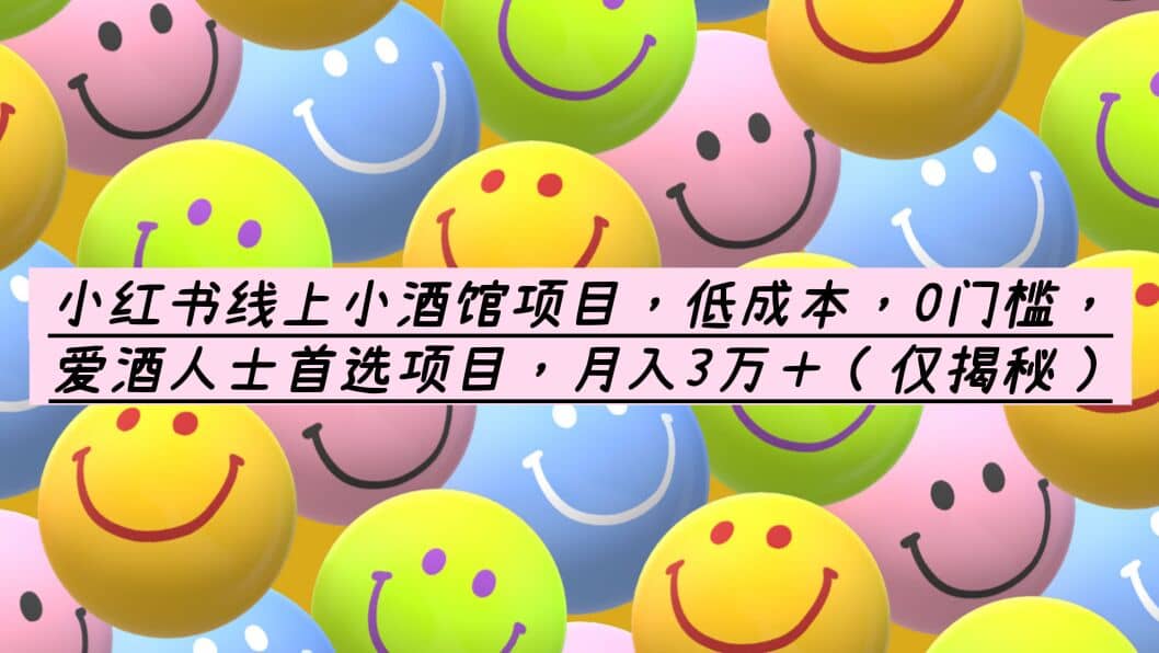 小红书线上小酒馆项目，低成本，0门槛，爱酒人士首选项目，月入3万＋网创吧-网创项目资源站-副业项目-创业项目-搞钱项目共创吧