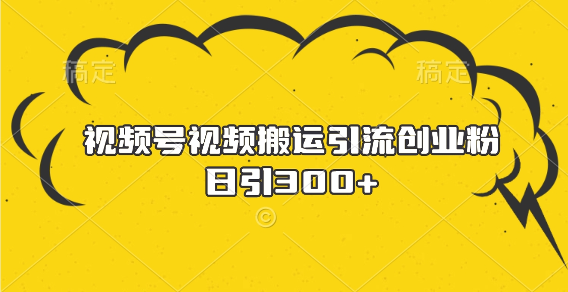 视频号视频搬运引流创业粉,日引300+网创吧-网创项目资源站-副业项目-创业项目-搞钱项目共创吧