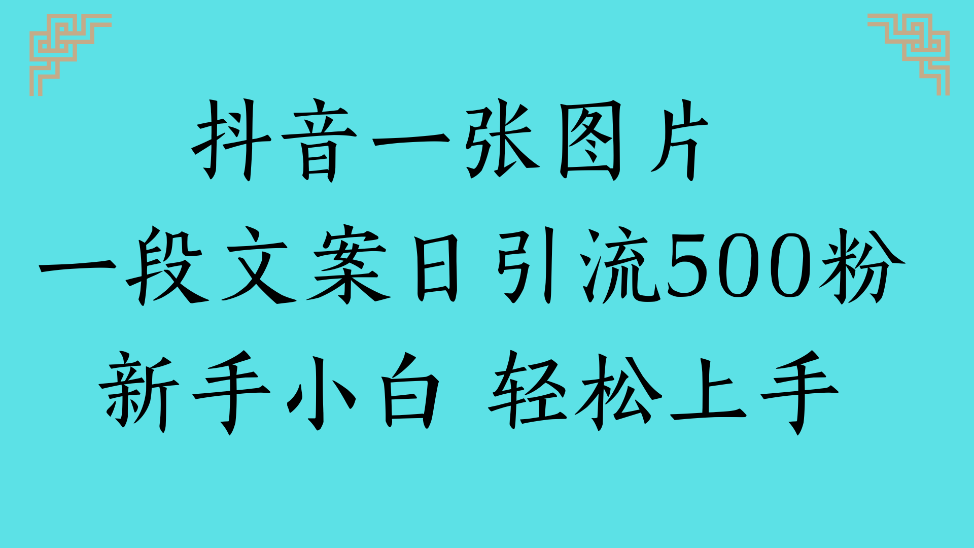 抖音一张图片 一段文案日引流500粉新手小白 轻松上手网创吧-网创项目资源站-副业项目-创业项目-搞钱项目共创吧
