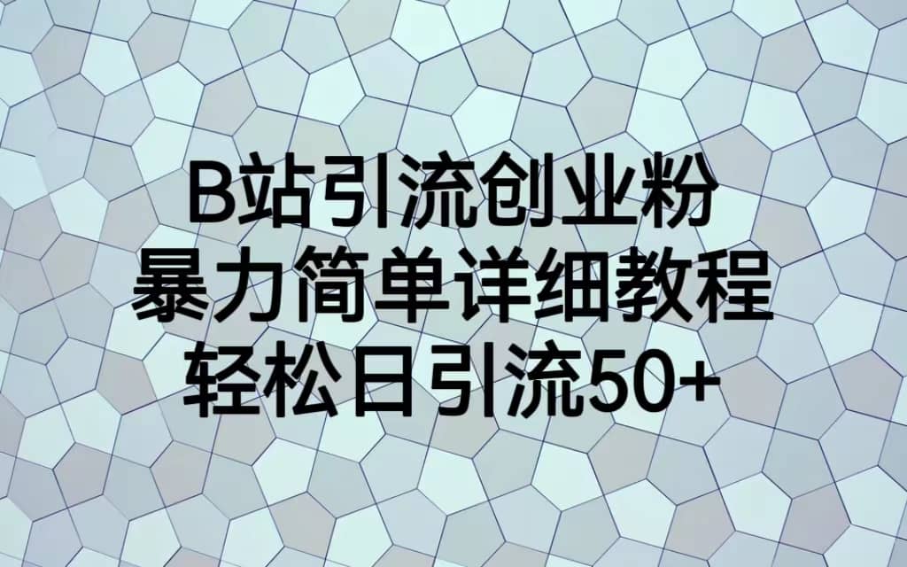 B站引流创业粉，暴力简单详细教程，轻松日引流50+共创吧-网创项目资源站-副业项目-创业项目-搞钱项目共创吧