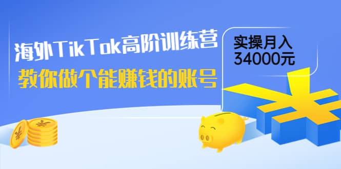 海外TikTok高阶训练营：教你做个能赚钱的账号，实操月入34000元！网创吧-网创项目资源站-副业项目-创业项目-搞钱项目共创吧