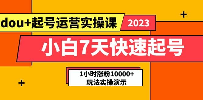 小白7天快速起号：dou+起号运营实操课，实战1小时涨粉10000+玩法演示网创吧-网创项目资源站-副业项目-创业项目-搞钱项目共创吧