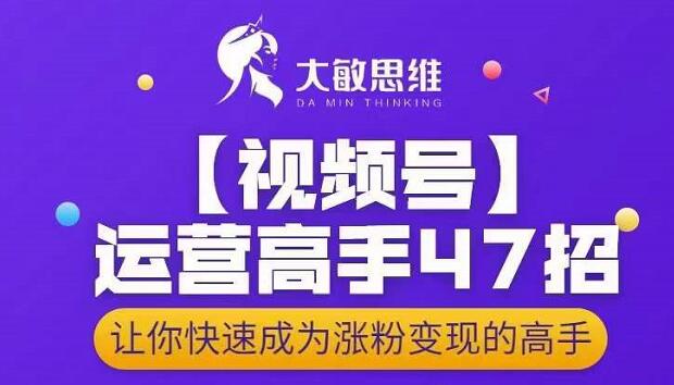 大敏思维-视频号运营高手47招，让你快速成为涨粉变现高手网创吧-网创项目资源站-副业项目-创业项目-搞钱项目共创吧