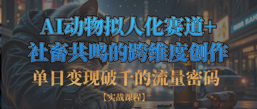 单日变现破千的流量密码,AI动物拟人化赛道+社畜共鸣的跨维度创作网创吧-网创项目资源站-副业项目-创业项目-搞钱项目共创吧