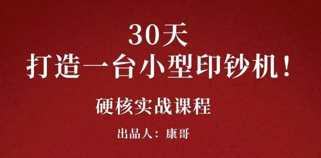 康哥30天打造一台小型印钞机：躺赚30万的项目完整复盘（视频教程）网创吧-网创项目资源站-副业项目-创业项目-搞钱项目共创吧
