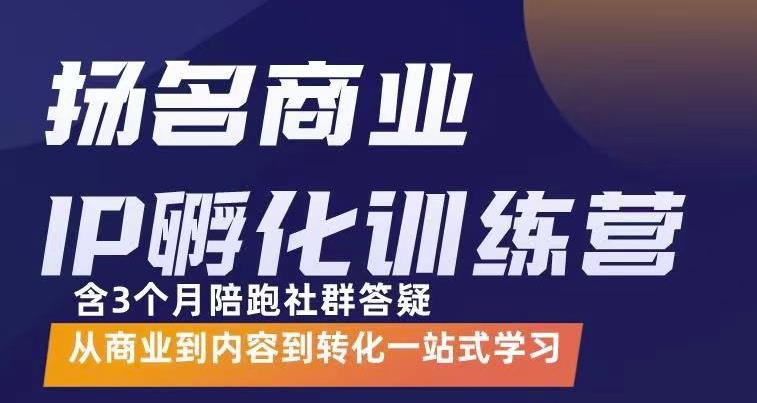 杨名商业IP孵化训练营，从商业到内容到转化一站式学 价值5980元网创吧-网创项目资源站-副业项目-创业项目-搞钱项目共创吧