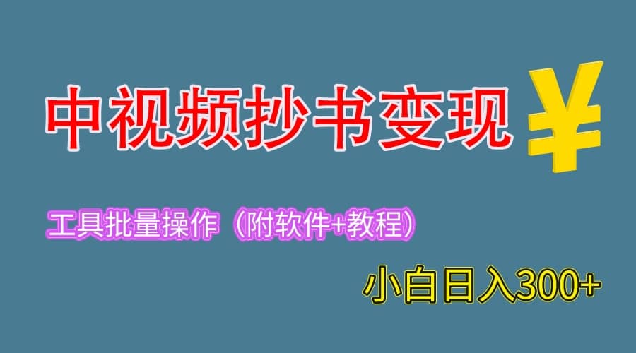 2023中视频抄书变现（附工具+教程），一天300+，特别适合新手操作的副业网创吧-网创项目资源站-副业项目-创业项目-搞钱项目共创吧