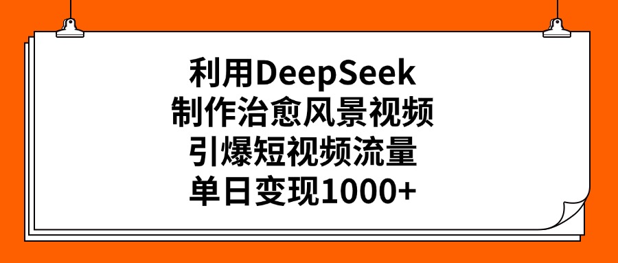 利用DeepSeek制作，治愈风景视频，引爆短视频流量，单日变现1000+网创吧-网创项目资源站-副业项目-创业项目-搞钱项目网创吧