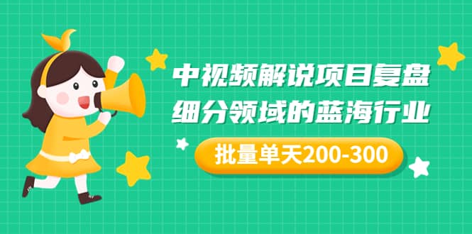 某付费文章：中视频解说项目复盘：细分领域的蓝海行业 批量单天200-300收益网创吧-网创项目资源站-副业项目-创业项目-搞钱项目共创吧