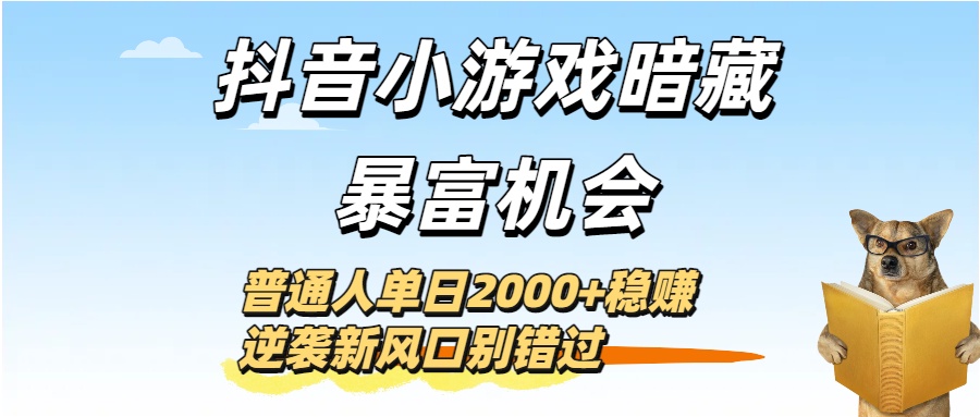 抖音小游戏暗藏暴富机会！普通人单日2000+稳赚，逆袭新风口别错过网创吧-网创项目资源站-副业项目-创业项目-搞钱项目共创吧