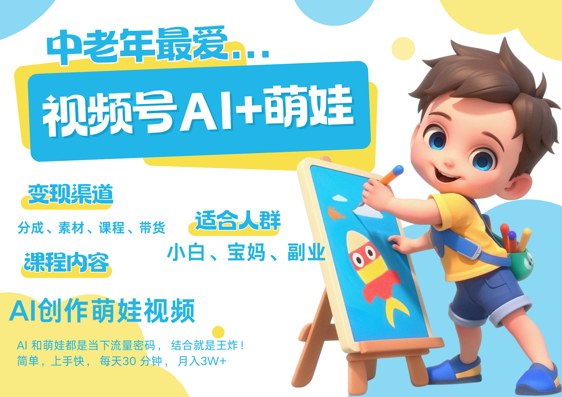 萌娃，又一爆款密码，小白3步上手，爆款率80%，每天十分钟，轻松AI变现萌娃搞钱，带货、素材、分成都非常猛，泼天流量，发布就爆！月入5W，抓紧学！网创吧-网创项目资源站-副业项目-创业项目-搞钱项目共创吧