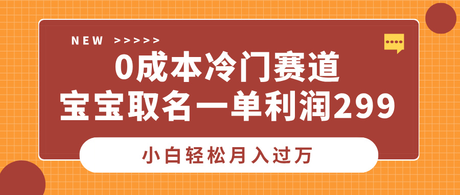 0成本冷门赛道，宝宝取名一单利润299，小白轻松月入过万共创吧-网创项目资源站-副业项目-创业项目-搞钱项目共创吧