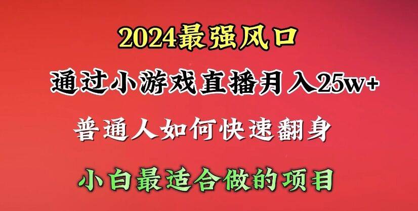2024年最强风口，通过小游戏直播月入25w+单日收益5000+小白最适合做的项目共创吧-网创项目资源站-副业项目-创业项目-搞钱项目共创吧