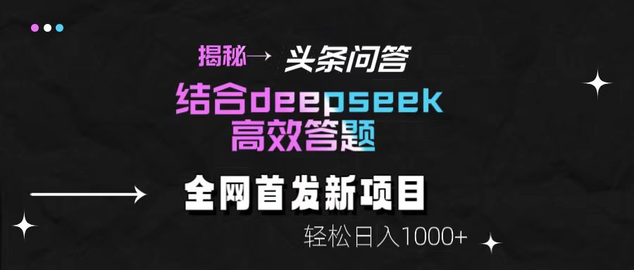 揭秘头条问答新玩法！结合deepseek高效答题，轻松日入1000+网创吧-网创项目资源站-副业项目-创业项目-搞钱项目共创吧