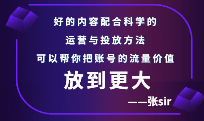 张sir账号流量增长课,告别海王流量,让你的流量更精准网创吧-网创项目资源站-副业项目-创业项目-搞钱项目网创吧