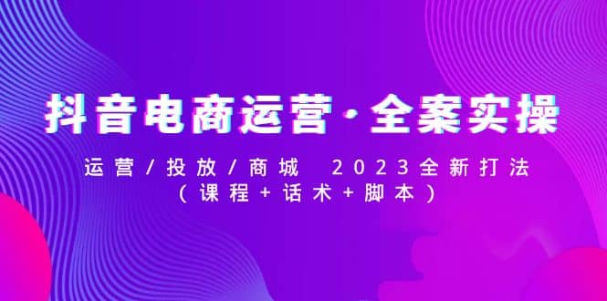 抖音电商运营·全案实操:运营/投放/商城 2023全新打法网创吧-网创项目资源站-副业项目-创业项目-搞钱项目网创吧
