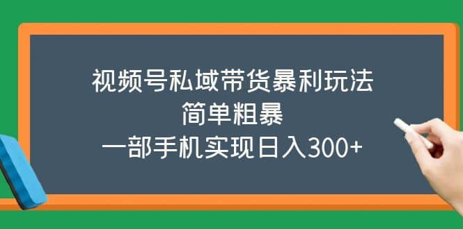 视频号私域带货暴利玩法，简单粗暴网创吧-网创项目资源站-副业项目-创业项目-搞钱项目共创吧