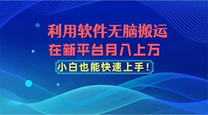 利用软件无脑搬运，在新平台月入上万，小白也能快速上手共创吧-网创项目资源站-副业项目-创业项目-搞钱项目共创吧