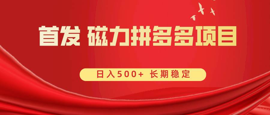 首发 磁力拼多多自撸  日入500+共创吧-网创项目资源站-副业项目-创业项目-搞钱项目共创吧