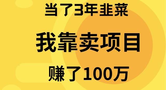 当了3年韭菜，我靠卖项目赚了100万共创吧-网创项目资源站-副业项目-创业项目-搞钱项目共创吧