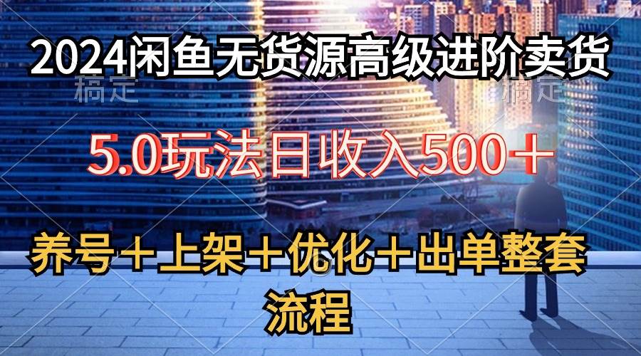 2024闲鱼无货源高级进阶卖货5.0，养号＋选品＋上架＋优化＋出单整套流程共创吧-网创项目资源站-副业项目-创业项目-搞钱项目共创吧