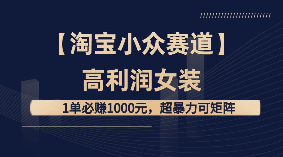 【淘宝小众赛道】高利润女装：1单必赚1000元，超暴力可矩阵共创吧-网创项目资源站-副业项目-创业项目-搞钱项目共创吧