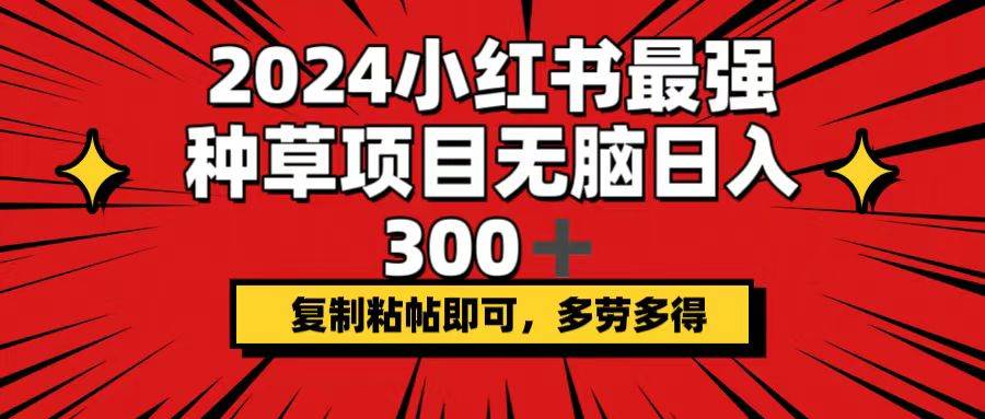 2024小红书最强种草项目，无脑日入300+，复制粘帖即可，多劳多得共创吧-网创项目资源站-副业项目-创业项目-搞钱项目共创吧