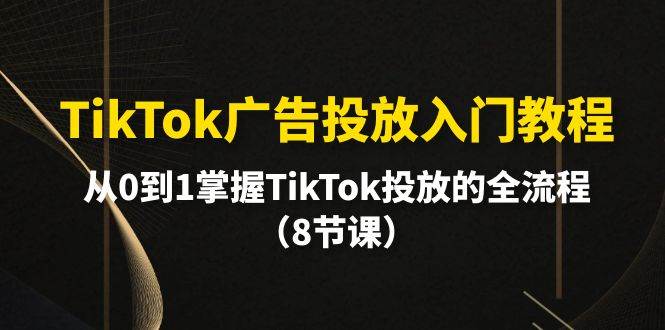 TikTok广告投放入门教程，从0到1掌握TikTok投放的全流程（8节课）共创吧-网创项目资源站-副业项目-创业项目-搞钱项目共创吧
